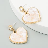 Korea Fashion S925 Silver Needle Alloy Diamond Earrings Heart-shaped Resin Earrings For Women Nihaojewelry Wholesale sku image 1