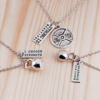 New Fashion Weakness Is A Choice English Alphabet Small Kettlebell Necklace Nihaojewelry Wholesale main image 4