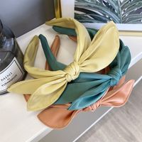 Korean Headband New Solid Color Cute Candy Color Double Bow Tie Fine Satin Headband Nihaojewelry Wholesale main image 5