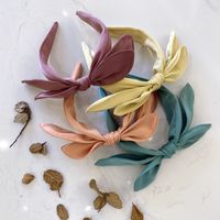 Korean Headband New Solid Color Cute Candy Color Double Bow Tie Fine Satin Headband Nihaojewelry Wholesale main image 4