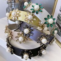 Korean New Baroque Headband Solid Color Satin Diamond Pearl Flower Headband Nihaojewelry Wholesale main image 4