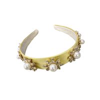 Korean New Baroque Headband Solid Color Satin Diamond Pearl Flower Headband Nihaojewelry Wholesale main image 3