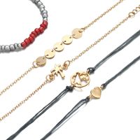 New Minimalist Fashion Jewelry Alloy Coconut Palm Disc Love Braided Rope Bead Bracelet Five-piece Set Nihaojewelry Wholesale main image 4
