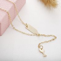 New Fashion Metal Wine Bottle Women&#39;s Necklace Simple Y-shaped High Wine Glass Clavicle Chain main image 1