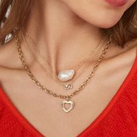 Natural Baroque Shaped Pearl Women's Necklace Retro Simple Pendant Necklace sku image 1