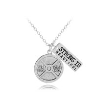 New Fashion Weakness Is A Choice English Alphabet Small Kettlebell Necklace Nihaojewelry Wholesale sku image 1