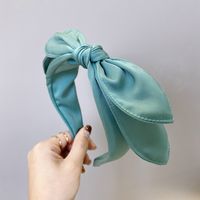 Korean Headband New Solid Color Cute Candy Color Double Bow Tie Fine Satin Headband Nihaojewelry Wholesale sku image 3