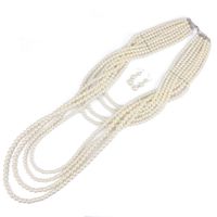 New Exaggerated Multi-layer Pearl Necklace Set Long Sweater Necklace Earrings Set For Women Nihaojewelry Wholesale main image 5