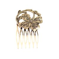New Retro Diamond Hair Comb Inserted Comb Leaves Pearl Fashion Hairpin Wholesale sku image 7