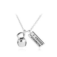 New Fashion Weakness Is A Choice English Alphabet Small Kettlebell Necklace Nihaojewelry Wholesale sku image 5