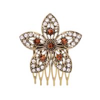 New Retro Diamond Hair Comb Inserted Comb Leaves Pearl Fashion Hairpin Wholesale sku image 19