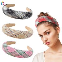 New Fashion Leather Sponge Hair Hoop Cloth Plaid Thick Wrapping Broadband Headband Nihaojewelry Wholesale main image 5