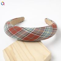 New Fashion Leather Sponge Hair Hoop Cloth Plaid Thick Wrapping Broadband Headband Nihaojewelry Wholesale sku image 2