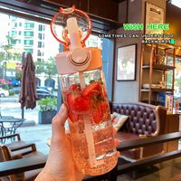 New Simple Straw Cup Sports Portable Transparent Water Cup Female Student Readily Cup Simple Tritan Plastic Cup sku image 3