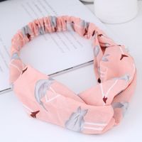 Fashion  Hair Band Nihaojewelry Wholesale Sweet Wide-brimmed Flamingo Cross Elasticated Wide-brimmed Hair Accessories Hair Band sku image 2