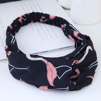 Fashion  Hair Band Nihaojewelry Wholesale Sweet Wide-brimmed Flamingo Cross Elasticated Wide-brimmed Hair Accessories Hair Band sku image 3