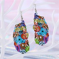New Color Peacock Feather Big Earrings Retro Silver sku image 2