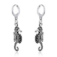 Européenne Animaux Alliage De Mode Boucles D'oreilles Mignon Personnalisé Trois-dimensions Hippocampe Pendentif Boucle D'oreille Oreille Clip Femelle main image 1