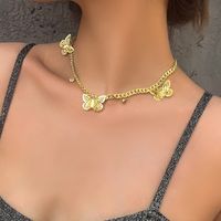 N7398 Europäischer Und Amerikanischer Modeschmuck Kreativer Schmetterling Diamant Anhänger Halskette Grenz Überschreitende Persönlichkeit Legierung Kette Halskette Frauen main image 1