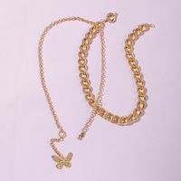 Creative New Necklace Fashion Personality Butterfly Pendant Alloy Thick Chain Necklace Set Wholesale Nihaojewelry main image 3