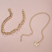 Creative New Necklace Fashion Personality Butterfly Pendant Alloy Thick Chain Necklace Set Wholesale Nihaojewelry main image 5