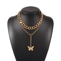 Creative New Necklace Fashion Personality Butterfly Pendant Alloy Thick Chain Necklace Set Wholesale Nihaojewelry main image 6