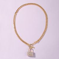 Personality Jewelry Fashion Punk Style Necklace Creative Metal Lock Diamond Pendant Necklace Wholesale Nihaojewelry main image 3