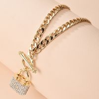 Personality Jewelry Fashion Punk Style Necklace Creative Metal Lock Diamond Pendant Necklace Wholesale Nihaojewelry main image 4