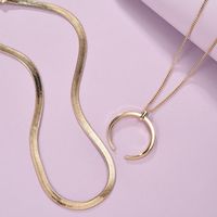 Fashion Temperament Double Crescent Pendant Necklace Hot Selling Creative Horn Horn Necklace Wholesale Nihaojewelry main image 5