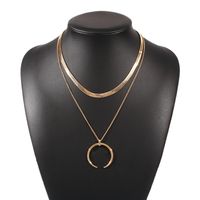 Fashion Temperament Double Crescent Pendant Necklace Hot Selling Creative Horn Horn Necklace Wholesale Nihaojewelry main image 6