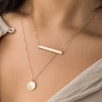 Geometric Round Brand Hammer Sword Necklace L316 Stainless Steel Two Piece Necklace Clavicle Chain Wholesale Nihaojewelry main image 2