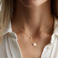 Ornaments Geometric Round Brand Pearl Necklace L316 Stainless Steel Two-piece Necklace Clavicle Chain Wholesale Nihaojewelry main image 3