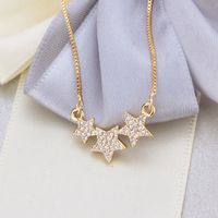 Hot Sale Three-rose Five-pointed Star Earrings Necklace Set Hot New Gold-plated Star Pendant Ear Pin Wholesale Nihaojewelry main image 3