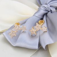 Hot Sale Three-rose Five-pointed Star Earrings Necklace Set Hot New Gold-plated Star Pendant Ear Pin Wholesale Nihaojewelry main image 4