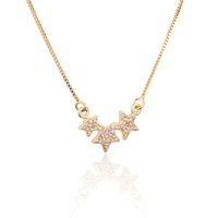 Hot Sale Three-rose Five-pointed Star Earrings Necklace Set Hot New Gold-plated Star Pendant Ear Pin Wholesale Nihaojewelry main image 5