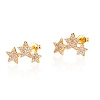 Hot Sale Three-rose Five-pointed Star Earrings Necklace Set Hot New Gold-plated Star Pendant Ear Pin Wholesale Nihaojewelry main image 6