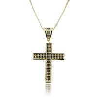 Hot Selling Three Rows Zirconium Cross Pendant Fashion New Copper-plated Religious Necklace Wholesale Nihaojewelry main image 2
