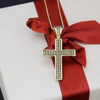Hot Selling Three Rows Zirconium Cross Pendant Fashion New Copper-plated Religious Necklace Wholesale Nihaojewelry main image 3
