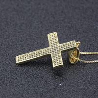 Hot Selling Three Rows Zirconium Cross Pendant Fashion New Copper-plated Religious Necklace Wholesale Nihaojewelry main image 5