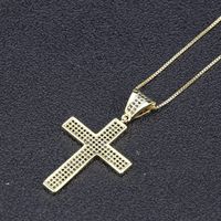 Hot Selling Three Rows Zirconium Cross Pendant Fashion New Copper-plated Religious Necklace Wholesale Nihaojewelry main image 6