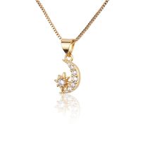 Hot Sale Moon And Star Necklace Set New Gold-plated Star Moon Pendant Ear Pin Wholesale Nihaojewelry main image 5