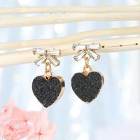 Fashion Jewelry Sweet Korean Imitation Natural Stone Earrings Love Earrings 925 Silver Needle Bow Earrings Wholesale Nihaojewelry main image 6