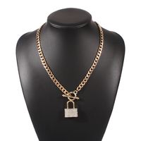 Personality Jewelry Fashion Punk Style Necklace Creative Metal Lock Diamond Pendant Necklace Wholesale Nihaojewelry sku image 1