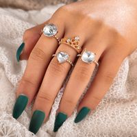 New Fashion Wild Temperament Suit Ring Diamond Love Zircon Ring 4 Piece Suit Wholesale Nihaojewelry sku image 1