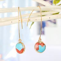 Bijoux De Mode Boucles D'oreilles Simples Boucles D'oreilles En Pierre Naturelle Rondes Petites Boucles D'oreilles En Pierre De Couleur En Gros Nihaojewelry sku image 1