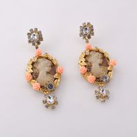 New Retro Baroque Crystal Relief Queen Beauty Portrait Temperament Literature And Art Earrings With Accessories Wholesale Nihaojewelry sku image 2