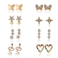 Fashion Jewelry Mix And Match Set Heart-shaped Color Earrings Simple Small Butterfly Micro-set Snake Pendant Earrings Wholesale Nihaojewelry sku image 1