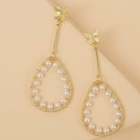 Fashion Simple Temperament Geometric Water Drop Pearl Butterfly Earring Korean Trend Long Earring Jewelry Wholesale Nihaojewelry sku image 1