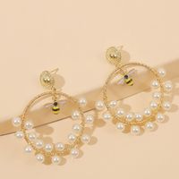 Fashion Geometric Handmade Pearl Insect Bee Earrings Earring Trend Round Beaded Earrings Jewelry Wholesale Nihaojewelry sku image 1