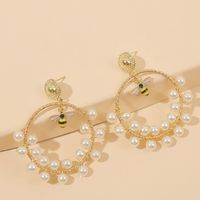 Mode Géométrique À La Main Perle Insecte Abeille Boucles D'oreilles Boucle D'oreille Tendance Ronde Perles Boucles D'oreilles Bijoux En Gros Nihaojewelry sku image 1